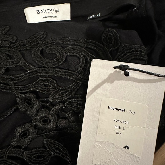 Bailey 44 Black Off-the-Shoulder Top with Lace Bell Sleeves - Picture 2 of 4